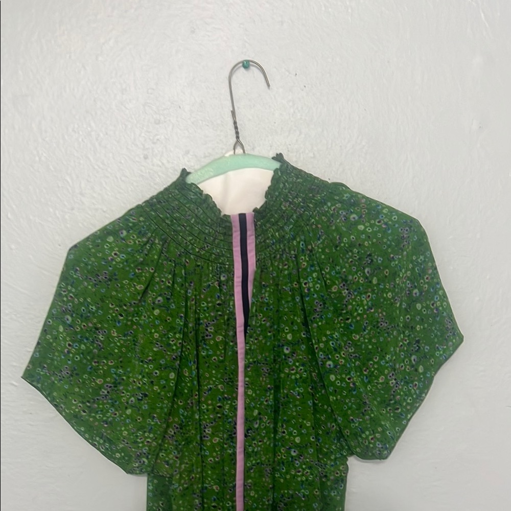 Green Floral Strapless Dress